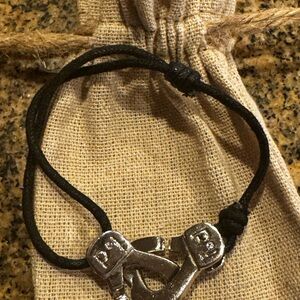 Elegant Silver Anchor Bracelet with Black Cord